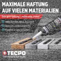 6x TECPO Universal Klebe- und Dichtstoff FLEX SEAL 522 SCHWARZ 1K MS-Polymer UV-stabil und witterungsbeständig + Alu-Kartuschenpresse 220 mm