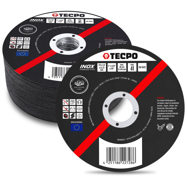 TECPO Trennscheiben für Edelstahl T41, Ø 125x1.0x22,2 mm, 50-tlg.
