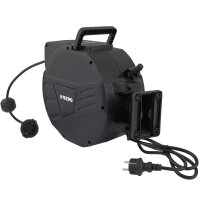 TECPO Automatik-Druckluftschlauch-Aufroller 20+2 m Hybrid-Schlauch mit Stoppfunktion + Automatik Kabelaufroller 10 m Stromkabel