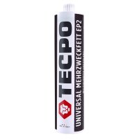 6x TECPO Universal Mehrzweckfett EP2, 500g + Zweihand-Kartuschen Fettpresse 2in1 PROFI-Ausführung 500g für Schraubkartuschen / Fett Mehrzweckfett