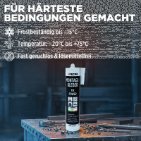 2x TECPO Universal Montagekleber Ultra FIX Power Baukleber 480g Weiß + Kartuschenpresse Kartuschenpistole 25:1