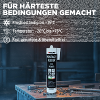 6x TECPO Universal Montagekleber Ultra FIX Power Baukleber 480g Weiß + Kartuschenpresse Kartuschenpistole 25:1