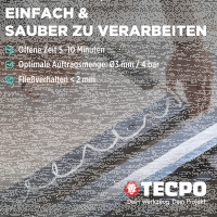 8x TECPO Universal Montagekleber Ultra FIX Power Baukleber 480g Weiß + Kartuschenpresse Kartuschenpistole 25:1