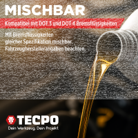 TECPO Bremsflüssigkeit DOT-4 SAE J 1703 1704 ISO 4925 DOT4, 5 Liter