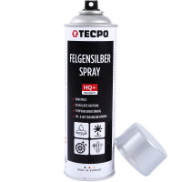 TECPO Felgensilber-Spray Felgenlack Lackspray, 500 ml + Klarlack Autolack glänzend Sprühlack, 500 ml