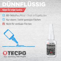 TECPO 1K Sekundenkleber dünnflüssig 20g extra stark Superkleber Cyanacrylat Klebstoff