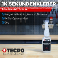 TECPO 1K Sekundenkleber dickflüssig 20g extra stark...