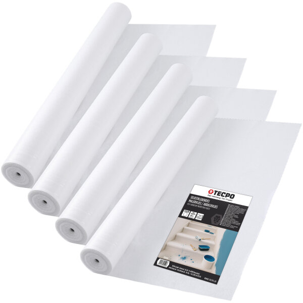 4x TECPO Abdeckvlies Malervlies 25m Schutzvlies 120g/m² selbstklebende Vlies-Rolle