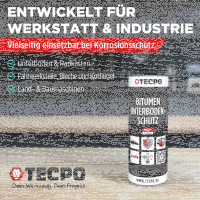 TECPO Unterbodenschutz schwarz Bitumen Steinschlagschutz, 1 Liter + Druckluft Unterbodenschutz Pistole