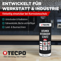 TECPO Unterbodenschutz schwarz Bitumen Steinschlagschutz, 3 Liter + Druckluft Unterbodenschutz Pistole