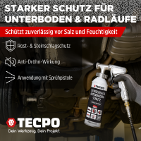 TECPO Unterbodenschutz schwarz Steinschlagschutz überlackierbar, 2 Liter + Druckluft Unterbodenschutz Pistole