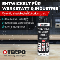 TECPO Unterbodenschutz schwarz Steinschlagschutz überlackierbar, 10 Liter + Druckluft Unterbodenschutz Pistole
