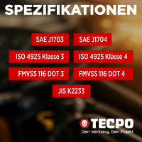 TECPO Bremsflüssigkeit DOT-4 SAE J 1703 1704 ISO 4925 DOT4, 5 Liter + Offener Ringschlüssel-Satz 6-teilig