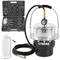 TECPO Druckluft Bremsenentlüftungsgerät + Bremsflüssigkeit DOT-4 SAE J 1703 1704 ISO 4925 DOT4, 5 Liter