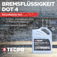 TECPO Bremsflüssigkeit DOT-4 SAE J 1703 1704 ISO 4925 DOT4, 5 Liter + Elektronischer Bremsflüssigkeitstester