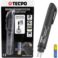 TECPO Bremsflüssigkeit DOT-4 SAE J 1703 1704 ISO 4925 DOT4, 5 Liter + Elektronischer Bremsflüssigkeitstester