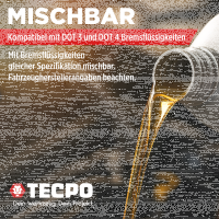 TECPO Bremsenentlüftungsgerät Bremsflüssigkeit + Bremsflüssigkeit DOT-4 SAE J 1703 1704 ISO 4925 DOT4, 5 Liter