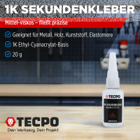 2x TECPO 1K Sekundenkleber dünnflüssig 20g...