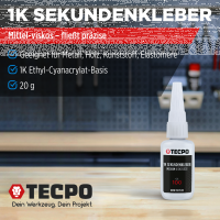 4x TECPO 1K Sekundenkleber dünnflüssig 20g...