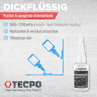 3x TECPO 1K Sekundenkleber dickflüssig 20g extra stark Superkleber Cyanacrylat Klebstoff