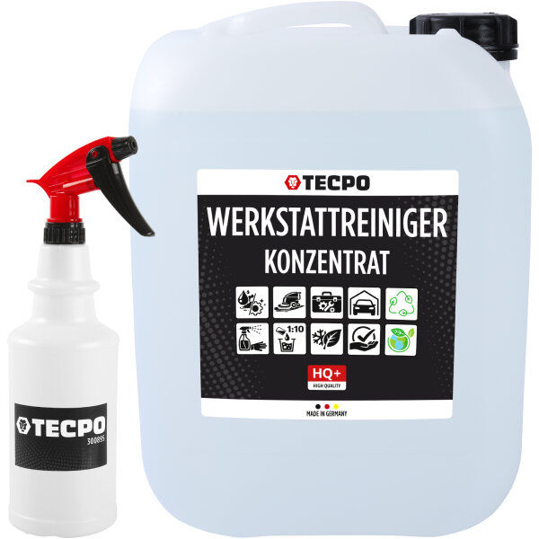 TECPO Werkstattreiniger Allzweckreiniger Industriereiniger Konzentrat HQ+ 10L + Druckpumpzerstäuber Schaumsprüher Foamya 1.0L