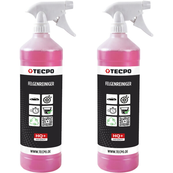 2x TECPO Felgenreiniger für Alu-, Stahl-und Leichtmetallfelgen, Fertiggemisch, säurehaltig, 1 Liter
