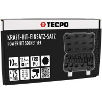TECPO Kraft-Bit-Einsatz-Satz XZN Innen-Vielzahn 10-tlg. M4–M18 mit 1/2" (12,5 mm) Antrieb für Schlagschrauber