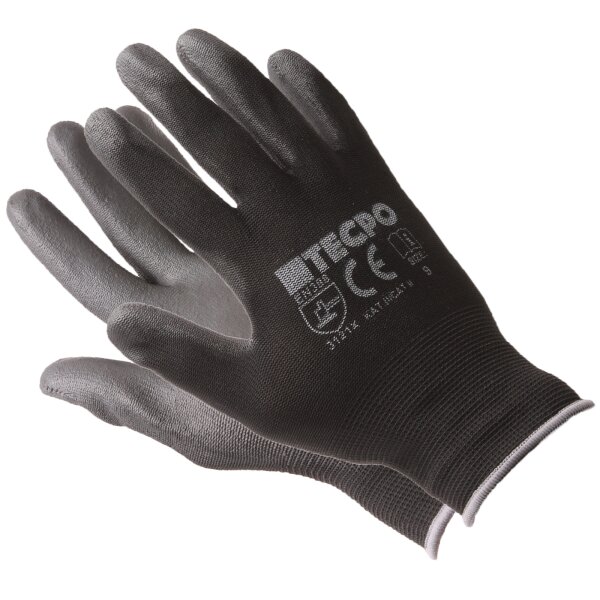 TECPO Feinstrick Mechaniker-Handschuhe, Größe L, 12 Paar
