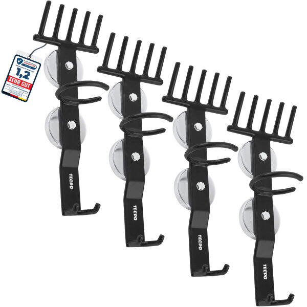 4x TECPO Magnethalter für Druckluftwerkzeuge 15 kg Tragkraft robuster Werkzeughalter für Druckluft Reifenfüller, Schlagschrauber + Schoneinsätze