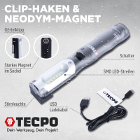 TECPO Reifenreparatur Set, 78-teilig + LED Akku Handlampe 300 Lumen inkl. USB Kabel