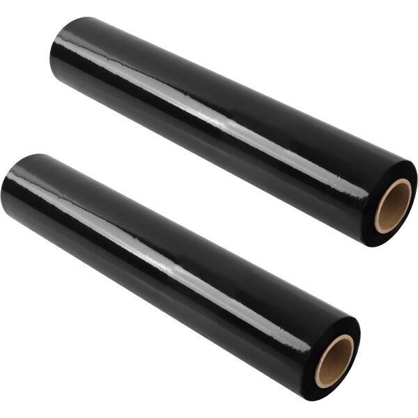 2x Stretchfolie Schwarz 23my , 2,30 kg, 500 mm