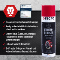 3x TECPO Bremsenreiniger Universal Reiniger, 500 ml + 3x TECPO Unterbodenschutz überlackierbar schwarz, 500 ml