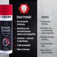3x TECPO Bremsenreiniger Universal Reiniger, 500 ml + 3x TECPO Unterbodenschutz überlackierbar schwarz, 500 ml