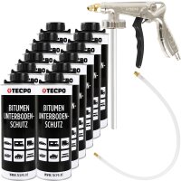 TECPO Unterbodenschutz Bitumen schwarz, 12L + Druckluft...