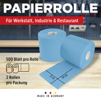 TECPO 12x Putzrolle blau 2-lagig 21x34 cm "MINI-500" (6000 Blatt)