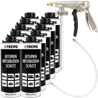 TECPO Unterbodenschutz Bitumen schwarz, 10L + Druckluft...