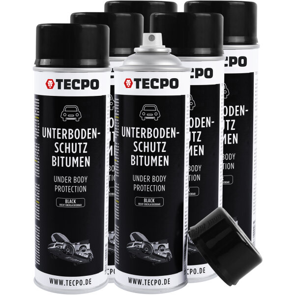 6x TECPO Unterbodenschutz Bitumen schwarz, 500 ml