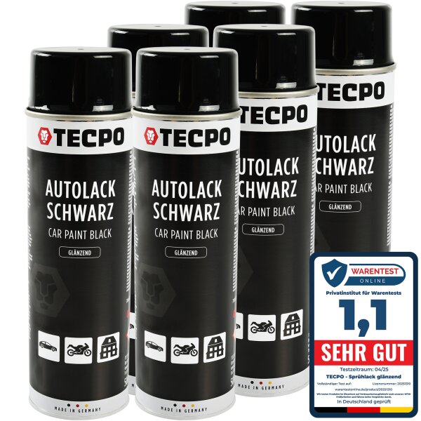 6x 500 ml TECPO Autolack schwarz glänzend