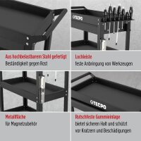 TECPO Werkstattwagen Werkzeugwagen 3 Etagen mit Schublade 300 kg Rollwagen Stahl pulverbeschichtet