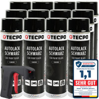 12x TECPO Autolack schwarz glänzend 500 ml +...