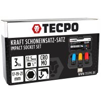 TECPO Drehmomentschlüssel (1/2") 60 - 330 Nm + Kraft-Schoneinsatz-Satz SW 17mm 19mm 21mm