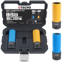 TECPO Digitaler Drehmomentschlüssel 1/2" 17-340 Nm + Kraft-Schoneinsatz-Satz SW 17mm 19mm