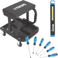 TECPO Werkstatt Rollsitz + Schraubendreher, 6-tlg. + LED...