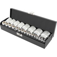 TECPO Zoll Werkzeug Nüsse 24-teilig Steckschlüssel Satz mit 1/2+1/4 Zoll Knarre - Ratsche