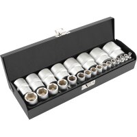 TECPO Zoll Werkzeug Nüsse 24-teilig Steckschlüssel Satz mit 1/2+1/4 Zoll Knarre - Ratsche