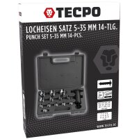 TECPO Henkel Locheisen Satz 14-teilig Locheisen Set metrisch und zöllig Schnellwechsel Haltewerkzeug für Papier Gummi Kunststoff