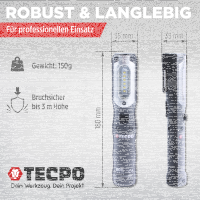 TECPO Steckschlüssel-Satz, 92-tlg, 1/4+3/8", ZOLL + LED Akku Handlampe 500 Lumen