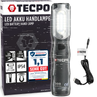 TECPO LED Akku Handlampe 300 Lumen + USB Kabel