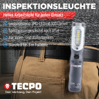 TECPO LED Akku Handlampe 300 Lumen + USB Kabel