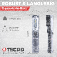 TECPO LED Akku Handlampe 300 Lumen + USB Kabel